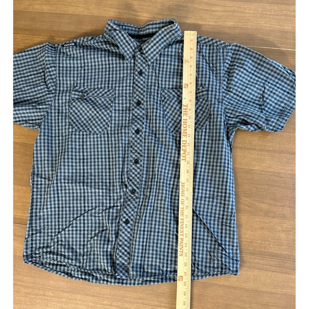 Enyce Mens 2XL Button Up Short Sleeve Gingham‎ Black White Plaid - Picture 2 of 7
